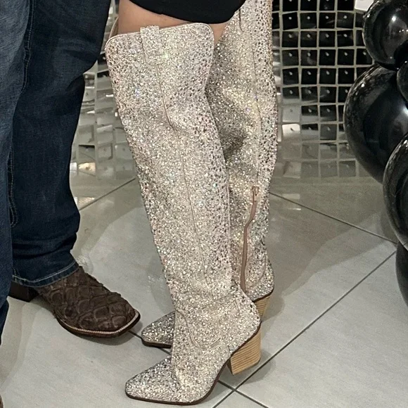 Betsey Johnson Rodeo Rhinestone Boots - Picture 2 of 2